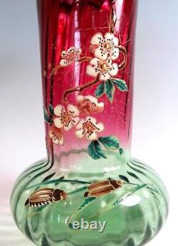 Legras Rubina Verde Enamel Glass Vase