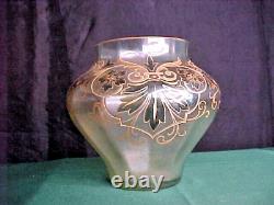 Light Green Moser Art Glass Vase Art Nouveau Design 4 1/4