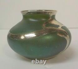 Loetz Art Glass 2.75 Cabinet Vase, Sterling Silver Overlay, c. 1885-1900