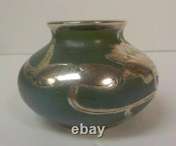 Loetz Art Glass 2.75 Cabinet Vase, Sterling Silver Overlay, c. 1885-1900