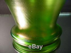 Loetz Art Glass Creta Glatt Vase withBrass Flower Arranger Art Nouveau Austria