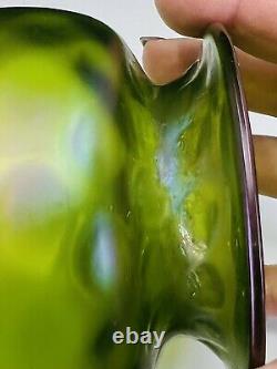 Loetz Art Nouveau Creta Kugle Optisch Vase Iridescent Green Bohemia/Czech Glass