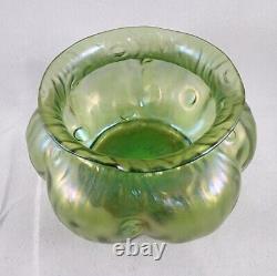 Loetz Art Nouveau Creta Rusticana Bohemian Green Melon Iridized Vase 4 tall