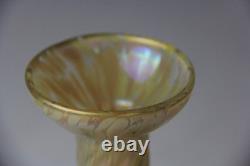 Loetz Art Nouveau Gold to Green Iridescent Oil Spot Art Glass Vase