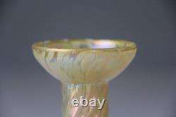 Loetz Art Nouveau Gold to Green Iridescent Oil Spot Art Glass Vase