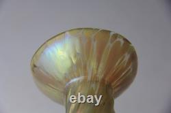 Loetz Art Nouveau Gold to Green Iridescent Oil Spot Art Glass Vase