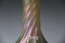 Loetz Art Nouveau Gold to Green Iridescent Oil Spot Art Glass Vase