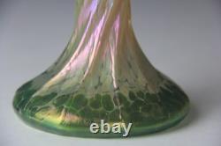 Loetz Art Nouveau Gold to Green Iridescent Oil Spot Art Glass Vase