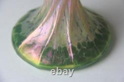 Loetz Art Nouveau Gold to Green Iridescent Oil Spot Art Glass Vase
