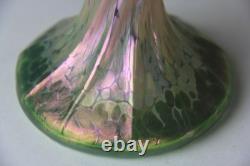 Loetz Art Nouveau Gold to Green Iridescent Oil Spot Art Glass Vase
