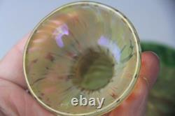 Loetz Art Nouveau Gold to Green Iridescent Oil Spot Art Glass Vase