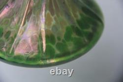 Loetz Art Nouveau Gold to Green Iridescent Oil Spot Art Glass Vase