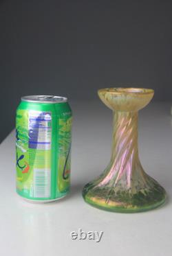 Loetz Art Nouveau Gold to Green Iridescent Oil Spot Art Glass Vase