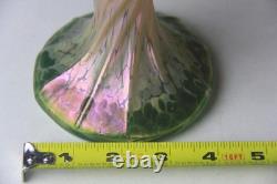 Loetz Art Nouveau Gold to Green Iridescent Oil Spot Art Glass Vase