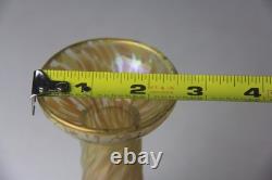 Loetz Art Nouveau Gold to Green Iridescent Oil Spot Art Glass Vase