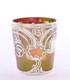 Loetz Art Nouveau Iridescent Green & Pink Glass Sterling Overlay Cup La Pierre