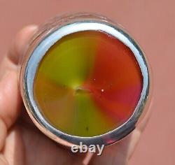 Loetz Art Nouveau Iridescent GREEN & PINK Glass Sterling Overlay Cup La Pierre