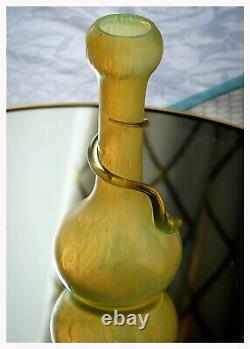 Loetz Art Nouveau Opalescent Oil Spot Serpent Snake Vase Czech Glass
