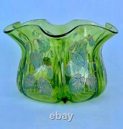 Loetz Art Nouveau Vase Enamel Flowers Decor