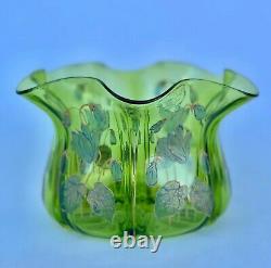 Loetz Art Nouveau Vase Enamel Flowers Decor