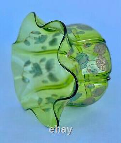 Loetz Art Nouveau Vase Enamel Flowers Decor