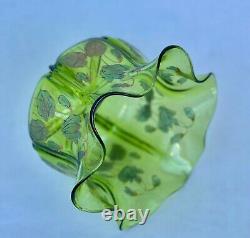 Loetz Art Nouveau Vase Enamel Flowers Decor