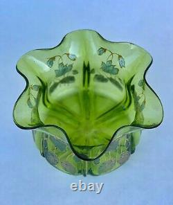 Loetz Art Nouveau Vase Enamel Flowers Decor