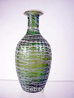 Loetz Austria Vase Green Glas Decorative Band Bohemia Um 1900 Height 16.5 CM