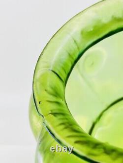 Loetz Blown Glass Bowl Rusticana Iridescent Green Art Nouveau Czech Republic