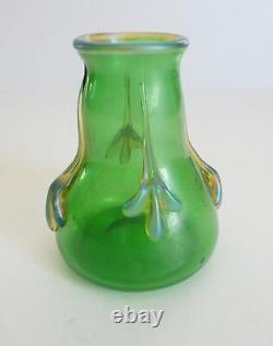 Loetz CRETA GLATT Art Glass Vase, Iridescent Accents, c. 1910