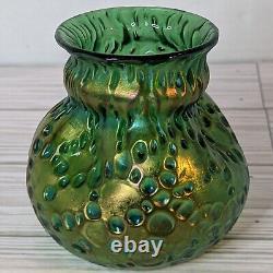 Loetz Creta Diaspora Green Iridescent Art Nouveau Glass Vase C. 1900 Bohemian