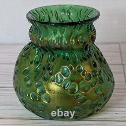 Loetz Creta Diaspora Green Iridescent Art Nouveau Glass Vase C. 1900 Bohemian