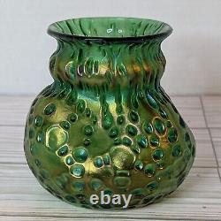 Loetz Creta Diaspora Green Iridescent Art Nouveau Glass Vase C. 1900 Bohemian