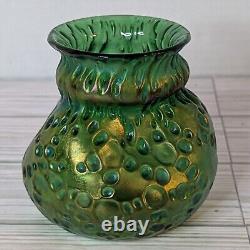 Loetz Creta Diaspora Green Iridescent Art Nouveau Glass Vase C. 1900 Bohemian