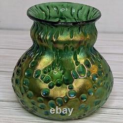 Loetz Creta Diaspora Green Iridescent Art Nouveau Glass Vase C. 1900 Bohemian