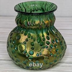 Loetz Creta Diaspora Green Iridescent Art Nouveau Glass Vase C. 1900 Bohemian