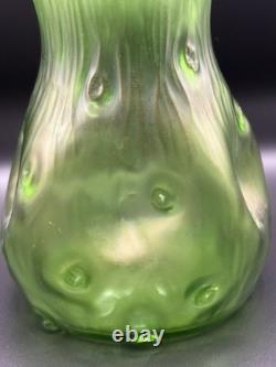 Loetz Creta Rusticana Art Nouveau Iridescent Green Vase
