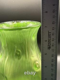Loetz Creta Rusticana Art Nouveau Iridescent Green Vase