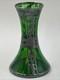 Loetz Emerald Green Glass Sterling Silver Flower Overlay Art Nouveau 6 Vase #85
