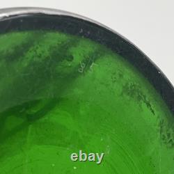 Loetz Emerald Green Glass Sterling Silver Flower Overlay Art Nouveau 6 Vase #85