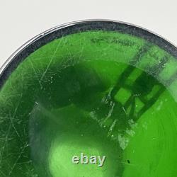 Loetz Emerald Green Glass Sterling Silver Flower Overlay Art Nouveau 6 Vase #85