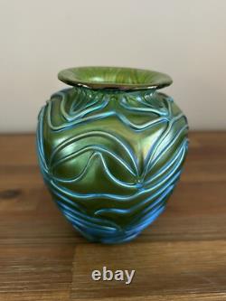 Loetz Formosa Crete Art Glass Cabinet Vase Iridescent Blown Glass Art Nouveau