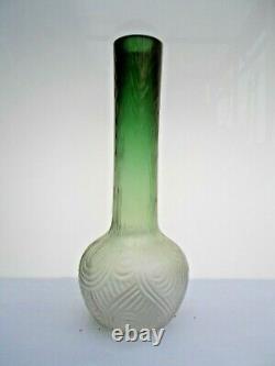 Loetz Fortuna Glass Vase Green to Candia Spiraloptisch Decor 1900 Bohemian Lotz