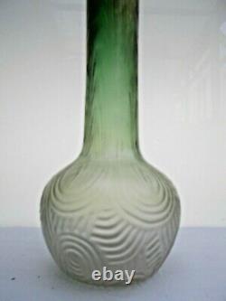 Loetz Fortuna Glass Vase Green to Candia Spiraloptisch Decor 1900 Bohemian Lotz