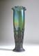 Loetz Glass Antique Art Nouveau Iridescent Glass Vase With Metal Stand C. 1900