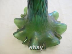 Loetz Glass Art Nouveau Green Iridescent Glass Epergne Trumpet Vase c1890s