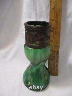 Loetz Glass Vase Art Nouveau 1905 Iridescent Green Twisted