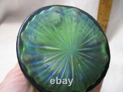 Loetz Glass Vase Art Nouveau 1905 Iridescent Green Twisted