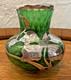 Loetz Green Glass La Pierre Sterling Silver Overlay Art Nouveau Cabinet Vase