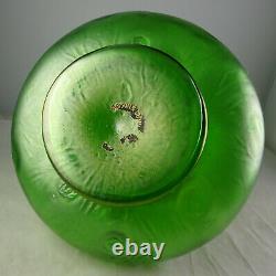 Loetz Green Large Glass Vase With Applied Snake